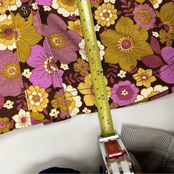 Urban Outfitters Purple Yellow Gold 70s Floral Dress Womens Size Large - Picture 9 of 10